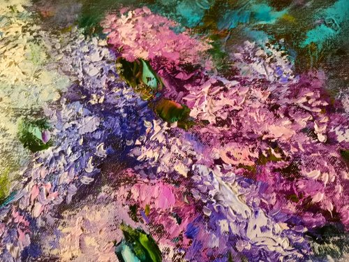 油絵 絵画 【ライラック】 高橋哲夫「ライラック」油絵・F6号 絵画買取・販売の小竹美術