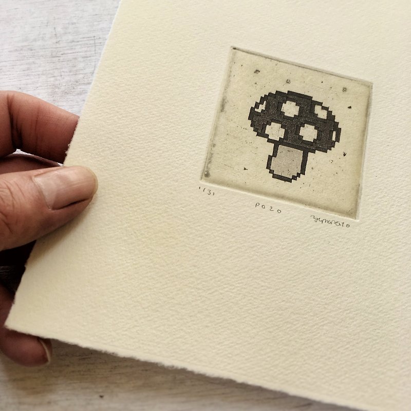 紙 其他 灰色 - 8-bit mushroom copperplate