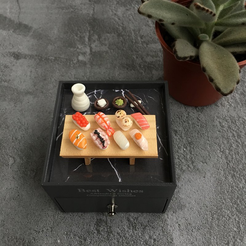黏土 收納箱/收納用品 - 尤朵拉小屋 生日禮物、情人節禮物、袖珍日本鮭魚壽司、飾品盒