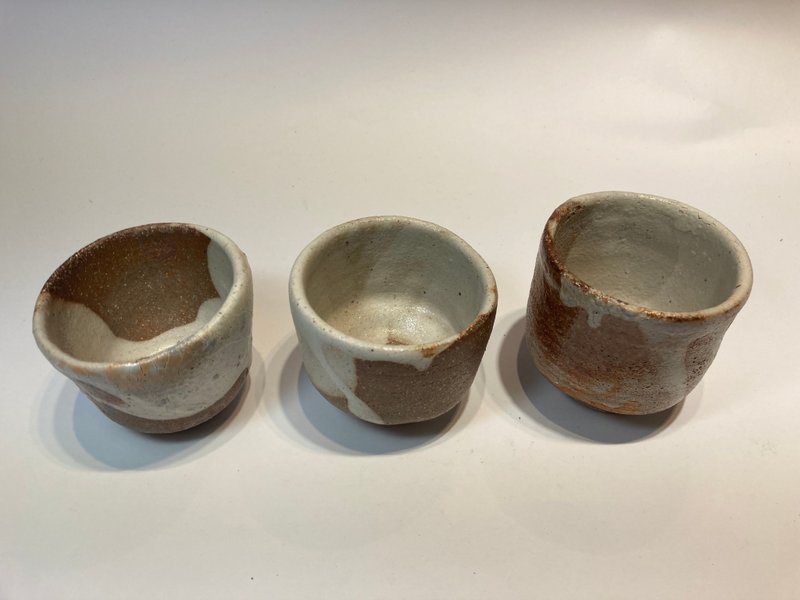 白色斑駁3小杯 - 茶壺/茶杯/茶具 - 陶 咖啡色