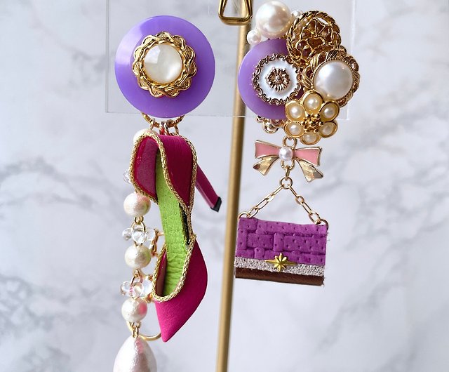 3way high heels & handbag earrings - Shop rmmcosy Earrings & Clip