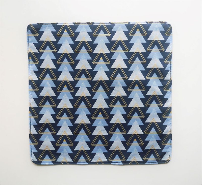 棉．麻 手帕 藍色 - 日本純棉手帕=燙金=三角森林