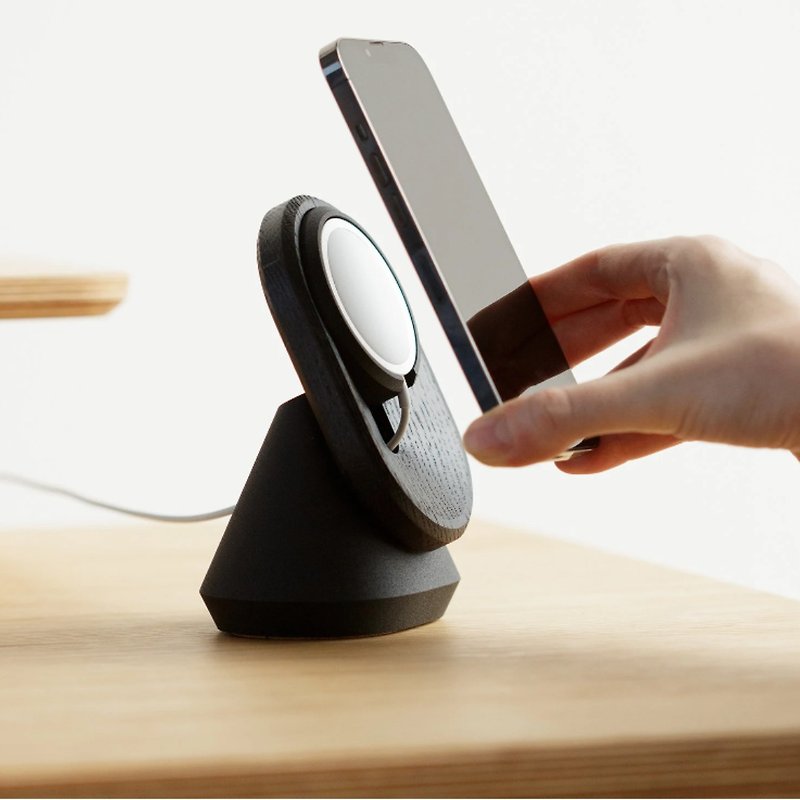 木頭 行動電源/充電線 咖啡色 - iPhone充電器iPhone充電座蘋果手機無線充電無線磁吸充電支架