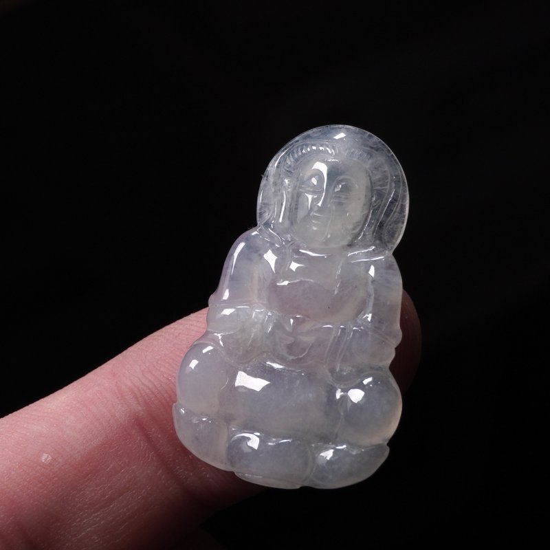 冰種翡翠觀音菩薩項鍊 | 天然緬甸玉翡翠A貨 | 送禮 - 項鍊 - 玉石 白色