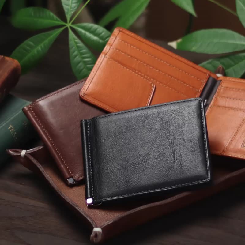 革職人 LEATHER FACTORY【Strain Money Clip Wallet / Bifold Wallet】Made in Japan - กระเป๋าสตางค์ - หนังแท้ หลากหลายสี