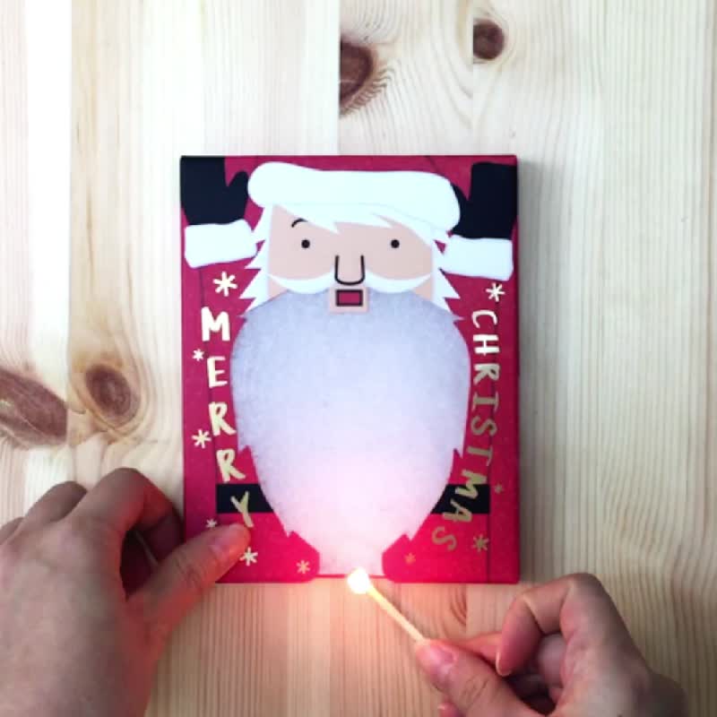 クリスマスカードに点火 - サンタクロースが燃えています - カード・はがき - 紙 