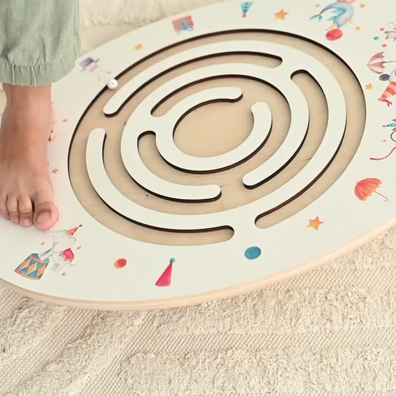 迷宮木製搖擺平衡板兒童物理治療兒童搖擺板 - 嬰幼兒玩具/毛公仔 - 木頭 白色
