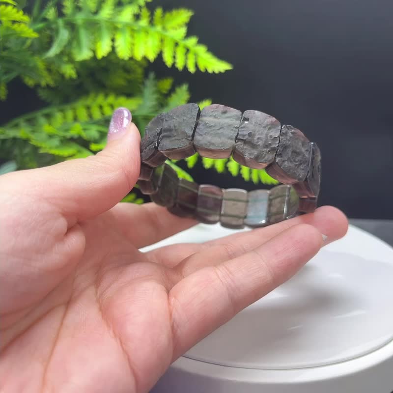 亞利桑那隕石原石手排 天狼星隕石手環 冰種玻璃體磨砂 如意寶珠 - 手鍊/手鐲 - 半寶石 