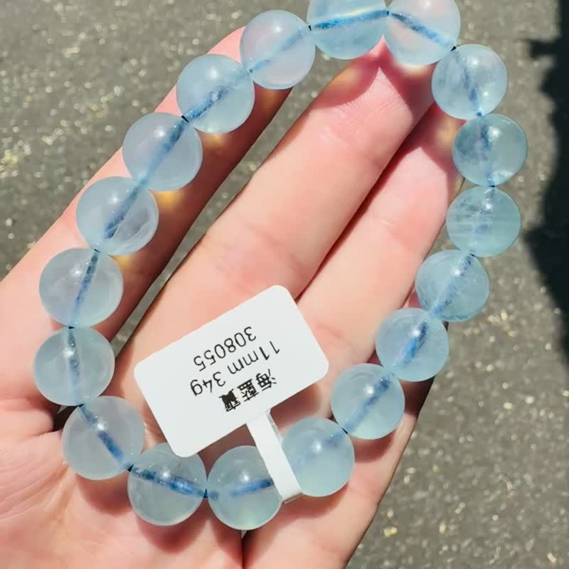 螢光仙女baby色海藍寶水晶11mm34g釋放壓力舒緩情緒療癒能量 - 手鍊/手環 - 水晶 藍色