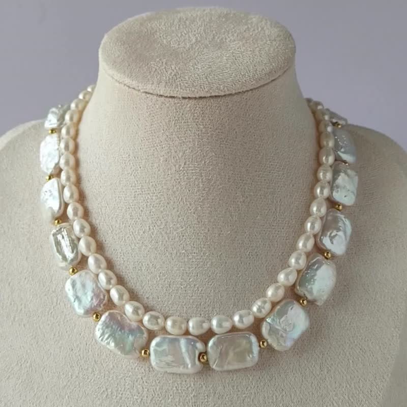 Natural baroque pearl necklace Handmade - 項鍊 - 純銀 白色