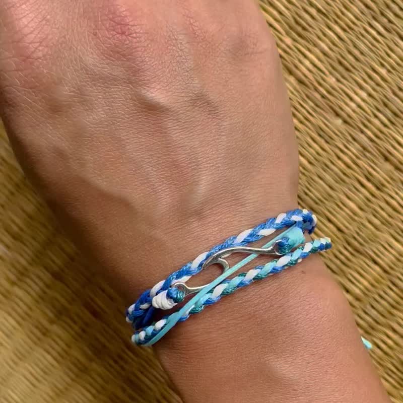 ~Spray~ Adjustable Bracelet Summer Ocean Commemorative Bracelet Couple Bracelet - Bracelets - Other Man-Made Fibers Blue