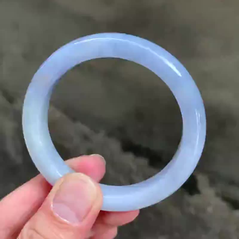 冰種翡翠天然翡翠玉鐲A玉手鐲 玉鈪 • 糯冰種紫藍翡翠福鐲 - 手鍊/手環 - 玉石 藍色