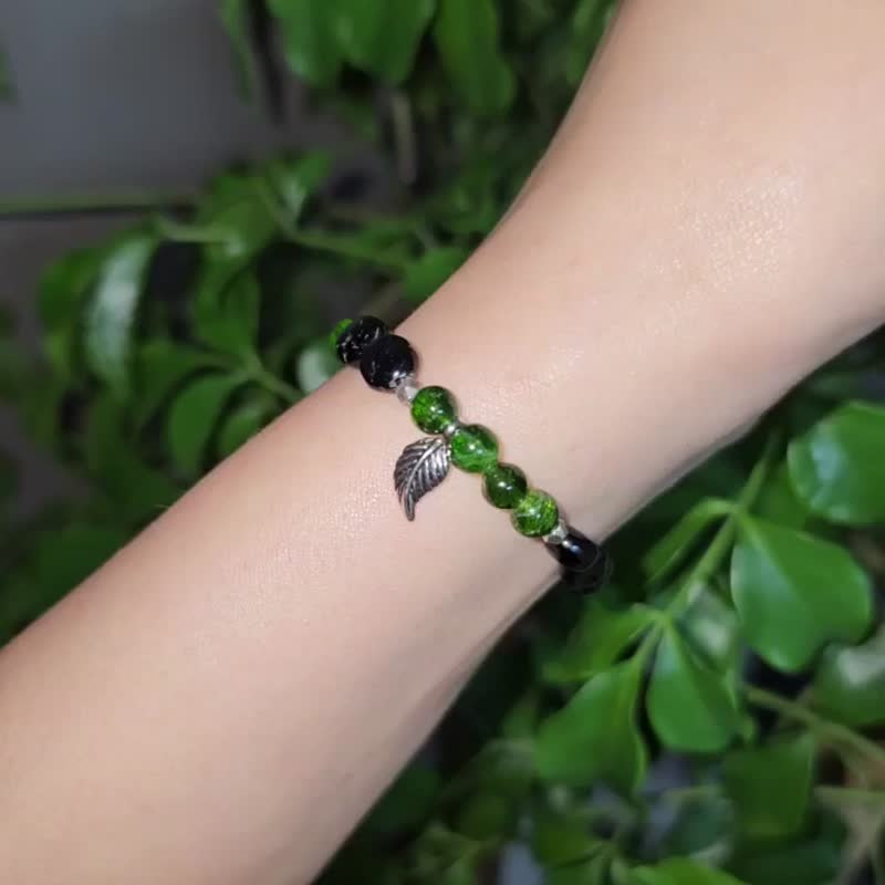 Chrome Diopside Snake Bracelet - สร้อยข้อมือ - เงินแท้ สีเขียว