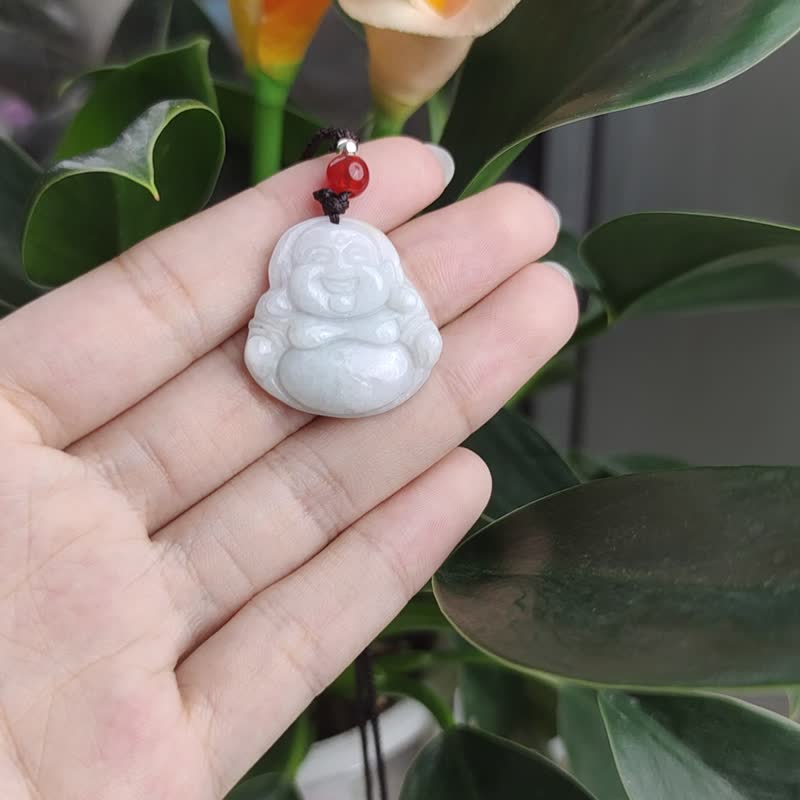 Natural Burmese Jade Buddha Pendant Necklace Product A - สร้อยคอ - หยก สีเขียว