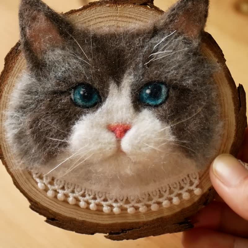 壁掛け　ふわふわ猫さん - 其他 - 羊毛 