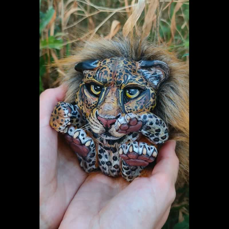 ヒョウのアートドール、手作りの彫刻、収集価値のある動物の置物