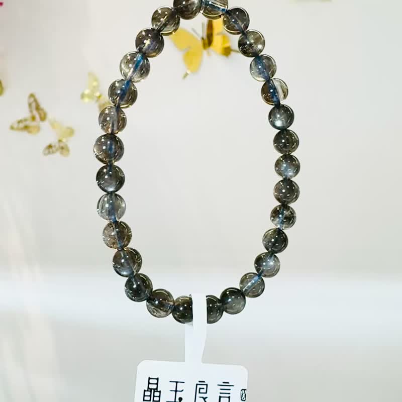 星空魔鬼海藍寶6mm9.31g高光金屬光澤冥想水晶首選釋放壓力 - 手鍊/手環 - 水晶 藍色