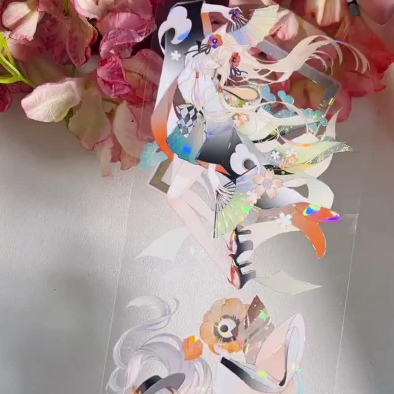 百鬼行 日式妖精 PET 紙膠帶 貝殼光 10米卷 巨畫幅 - 紙膠帶/和紙/PET - 其他材質 多色