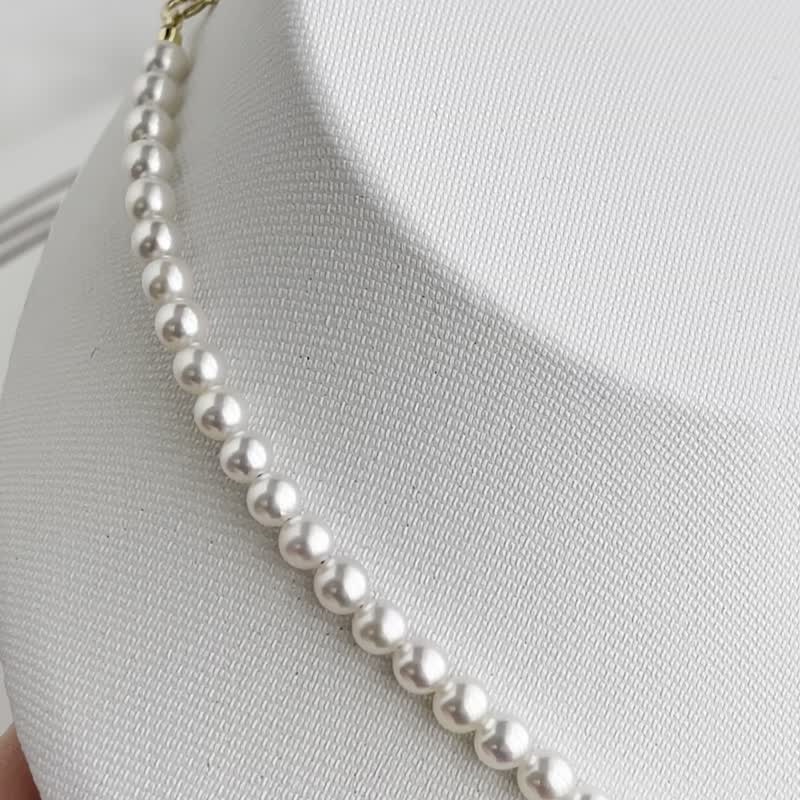 4.5-5mm Japanese Akoya Seawater Pearl Strand Necklace White Tone Round Shape - Necklaces - Pearl White