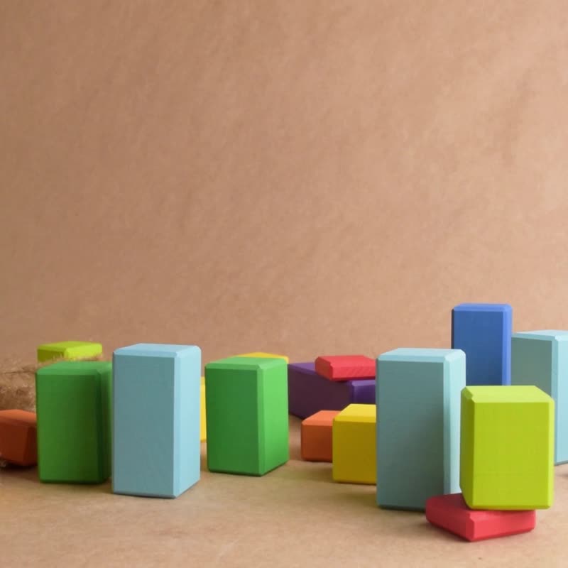 Large Stepped Counting Blocks Set 64-Piece Big Colored Wooden Blocks - 寶寶/兒童玩具/玩偶 - 木頭 多色