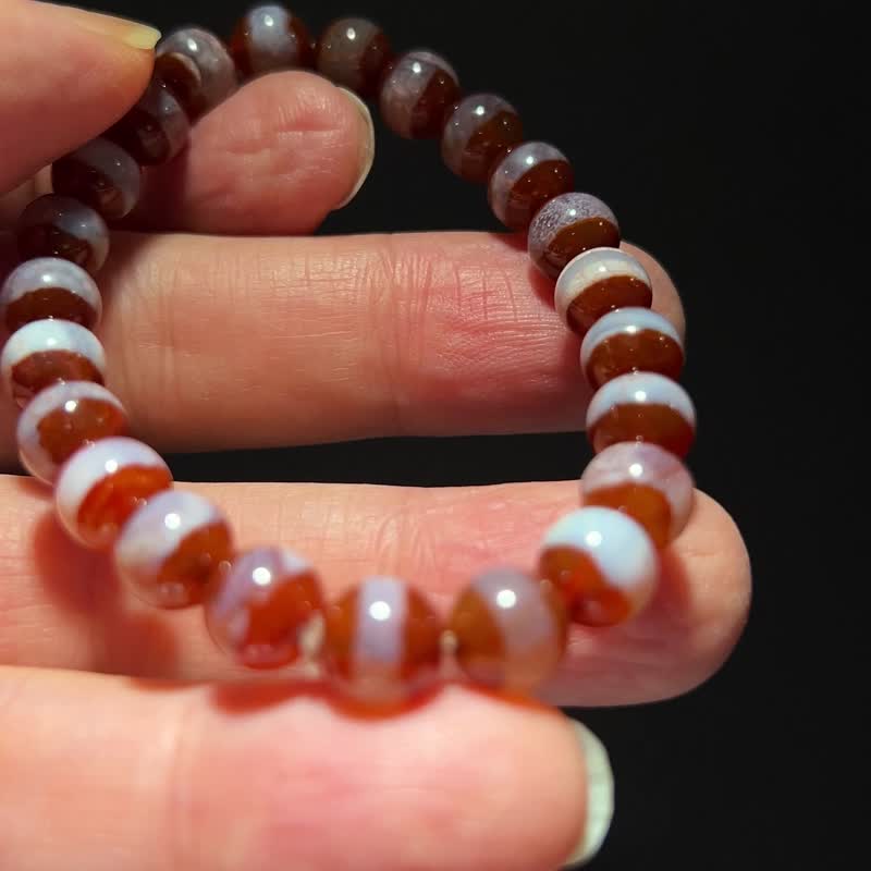 Pharmacist beads Dzi beads 8mm 23 bracelets, carnelian beads, old Dzi beads #山奇art - Bracelets - Jade Multicolor