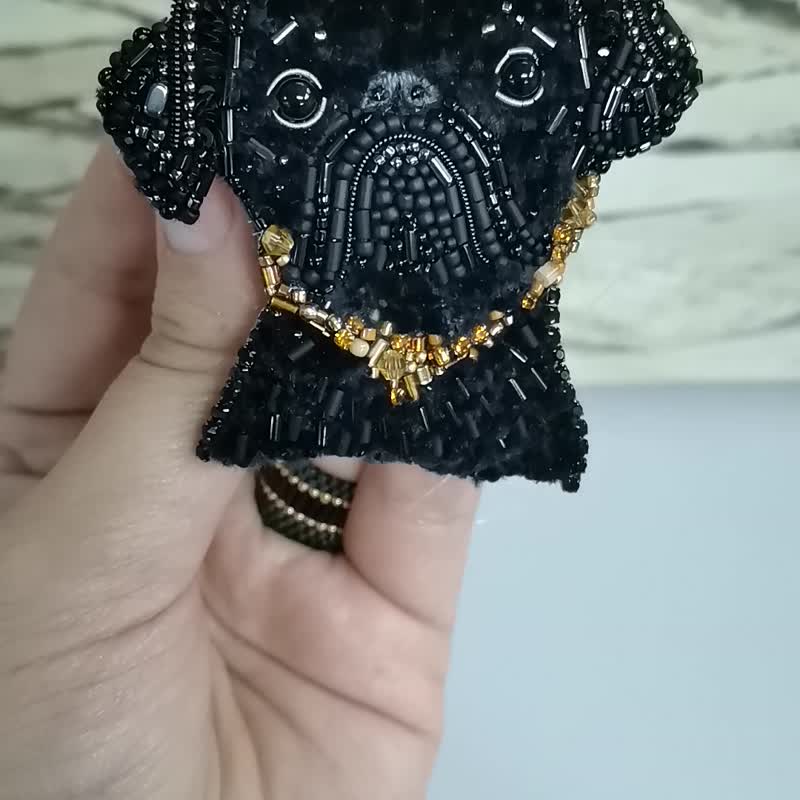 Petit brabancon jewelry, pet portrait, dog show brooch, dog brooch, pet pin - 胸針 - 玻璃 黑色