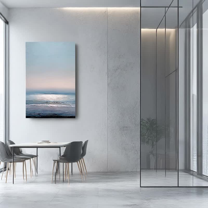 海之記憶 藝術微噴掛畫 油彩層次映照柔光色階靜謐如夢 收藏裝飾 - 海報/掛畫/掛布 - 棉．麻 