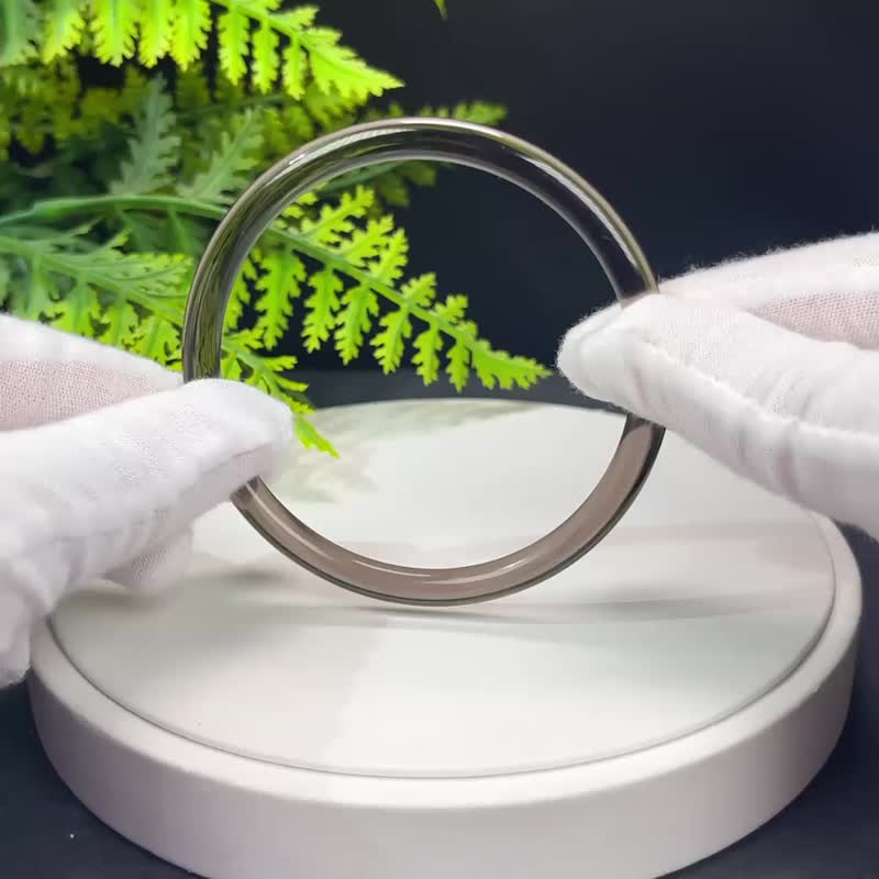 高品質 玻璃體茶晶手鐲 63MM 冰透仙女條煙晶手環 專注淨化氣場 - 手鍊/手環 - 水晶 