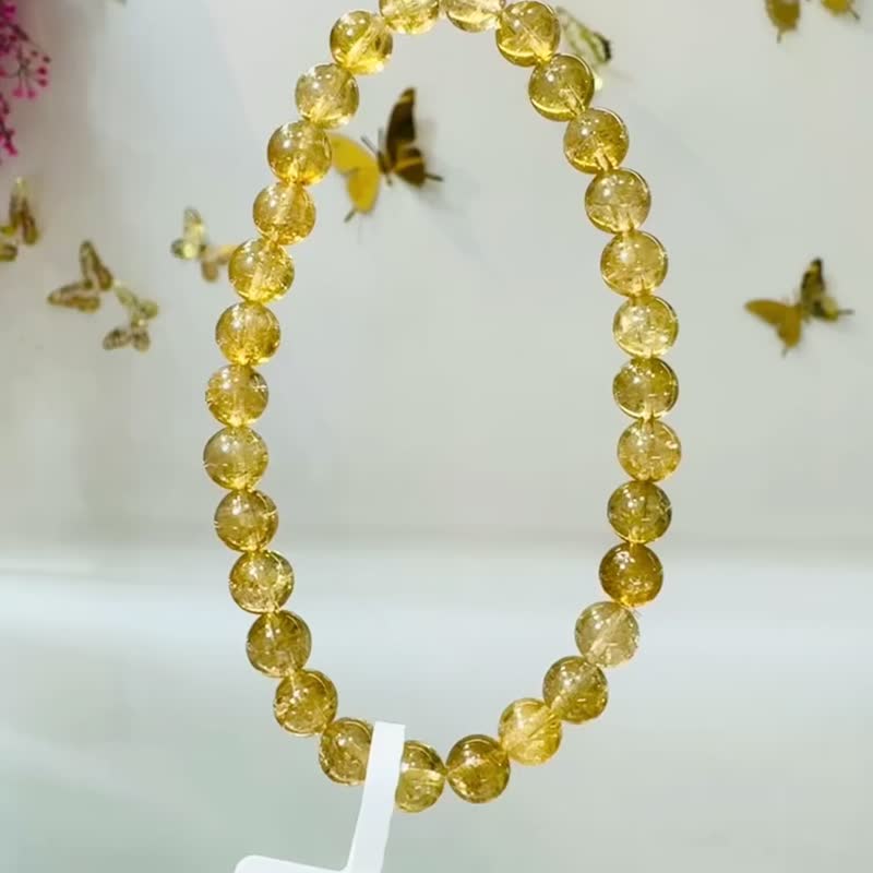 天然錢錢色金絲雀黃碧璽6.2-6.5mm13.4g磁場招財聚財促進事業發展 - 手鍊/手環 - 水晶 黃色