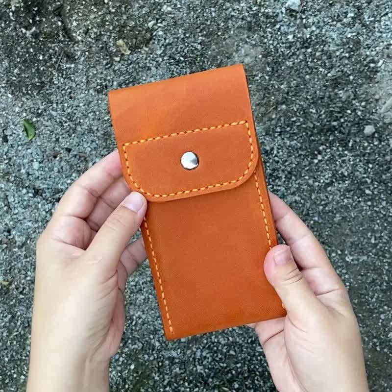 Leather Mobile Phone Belt Bag / Individual Phone Cover / Hand-Sewn Leather Case - Phone Cases - Genuine Leather Gold