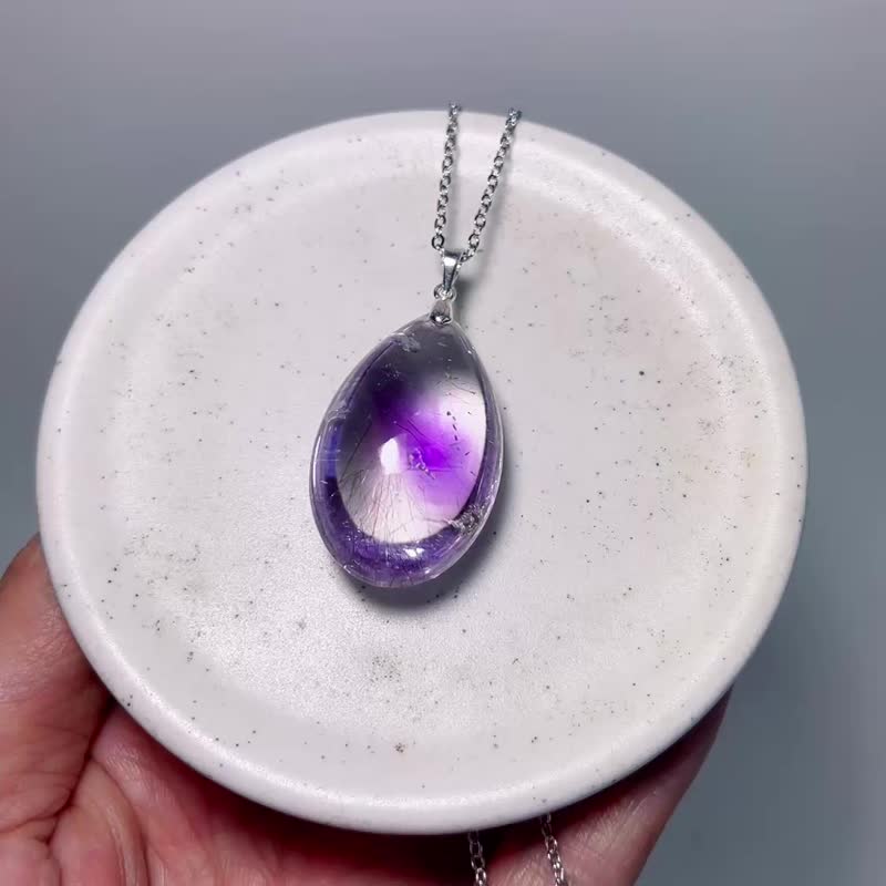 天然礦石 玻璃體 玻利維亞紫水晶 925純銀 項鍊 - 項鍊 - 寶石 紫色