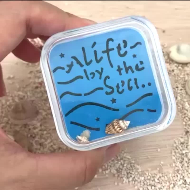 Sand & Flip Flop Paperweight Cube, Beach Wave & Foot Prints Sand Pattern - อื่นๆ - อะคริลิค 