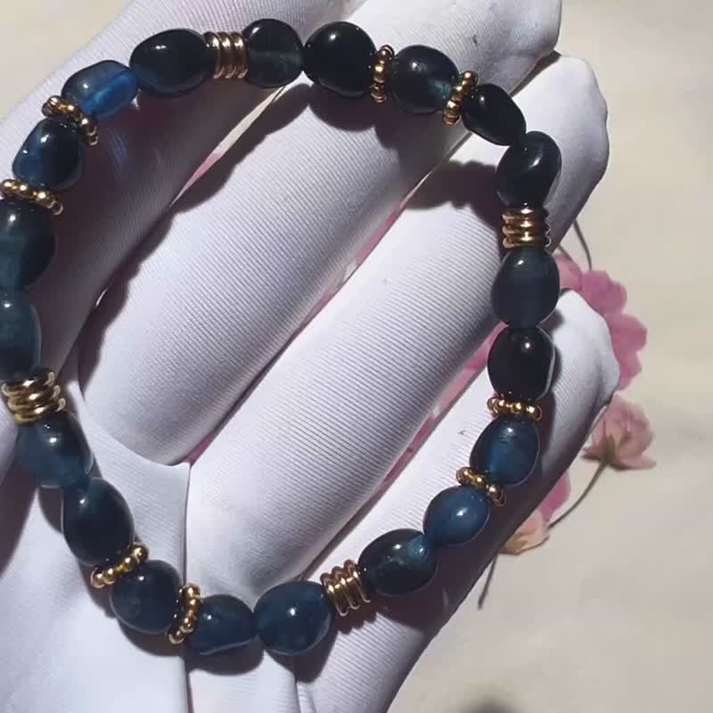 Designed a pure hand-made deep blue sea treasure jelly bean bracelet - Bracelets - Gemstone Multicolor