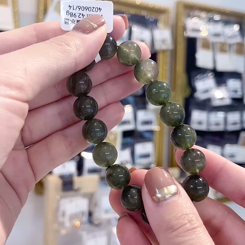 精品級滿順髮綠髮晶水晶手珠12mm42.98g主財富事業清除身體負面 - 手鍊/手環 - 水晶 綠色