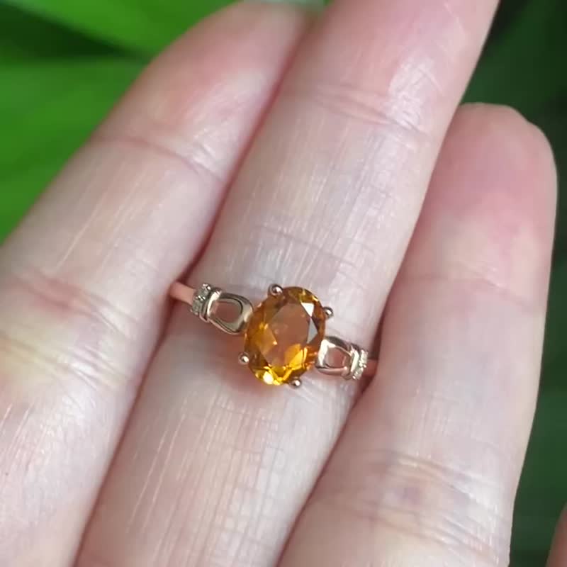 Brazilian Blast Citrine Rose Gold 925 Silver Ring - แหวนทั่วไป - คริสตัล สีส้ม