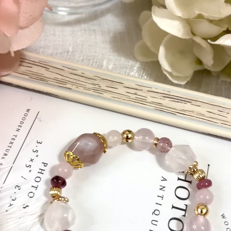 櫻花星雨*招桃花、打開心房之水晶*櫻花瑪瑙、粉晶、草莓晶、冰種 - 手鍊/手環 - 水晶 粉紅色