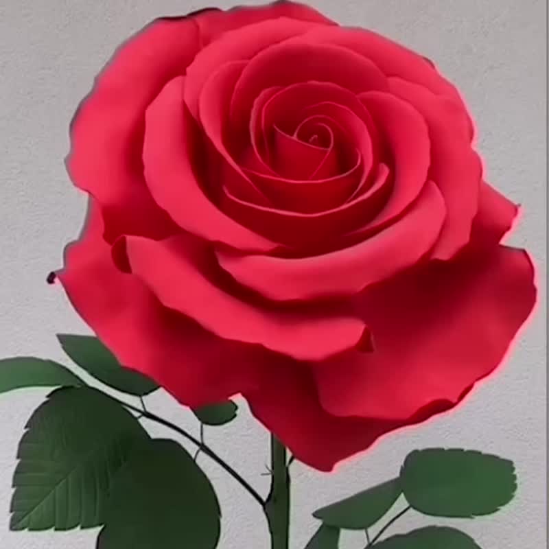 Huge Self-Standing Red Rose. Giant Rose On Stem. XXL Rose. Luxury Wedding Decor - จัดดอกไม้/ต้นไม้ - วัสดุอื่นๆ 