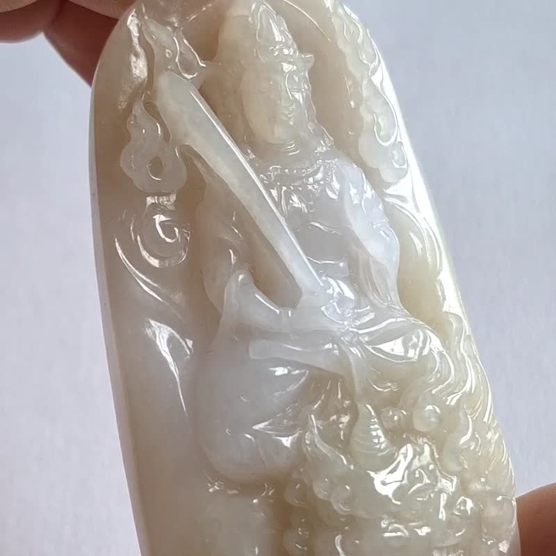 文殊菩薩吊墜 | 天然緬甸翡翠玉器玉墜 - 項鍊 - 玉石 
