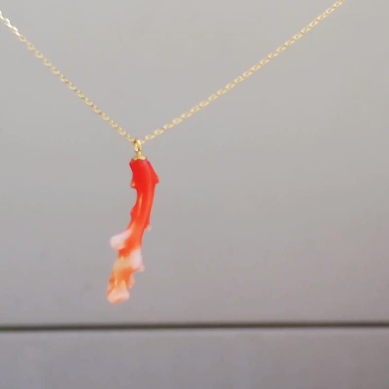 18K Gold Red Coral Necklace A for Ladies Red Coral - Necklaces - Precious Metals Gold