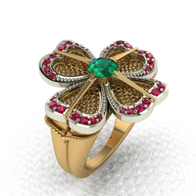 3D-model jewelry ring for a 0.5ct gemstone and 32 diamonds. R17.5 - 其他數位設計 - 其他材質 