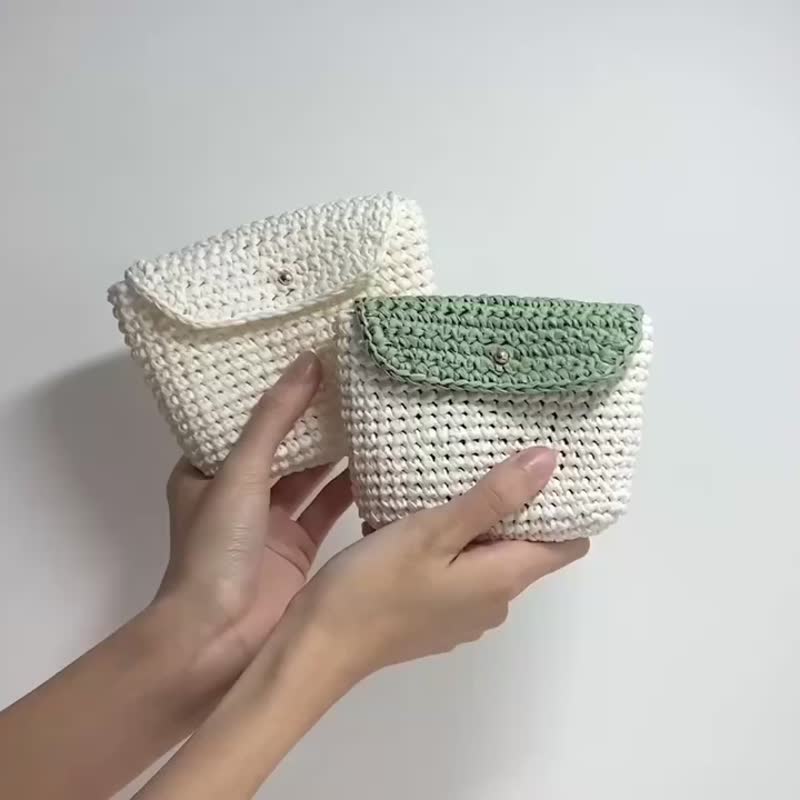 [DIY Material Pack] Gold buckle flip woven wallet card holder 5 colors optional multi-functional short clip coin purse - Knitting, Embroidery, Felted Wool & Sewing - Paper White