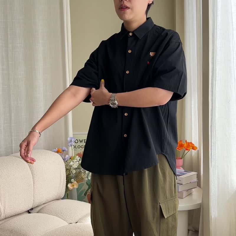 TaTar Shirt 襯衫  Black黑色的 - 女襯衫 - 棉．麻 黑色
