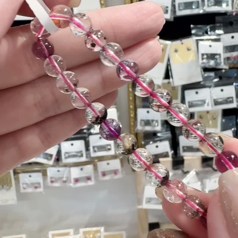 小精品透體彩超七6.5mm11.51g大片雲母片彼岸花手珠三輪骨幹水晶 - 手鍊/手環 - 水晶 多色