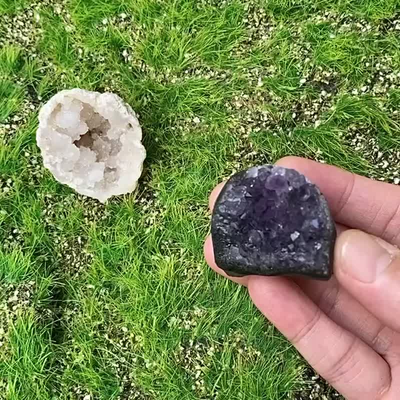 Fat Little Amethyst Town x Cute Little White Crystal Cave Energy Set Degaussing Lucky Noble Feng Shui Keeps You Safe - Items for Display - Crystal Multicolor