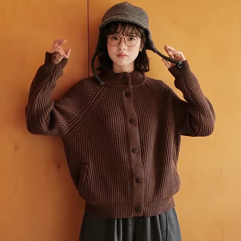 超細澳毛混紡立領針織衫 - 女毛衣/針織衫 - 棉．麻 多色