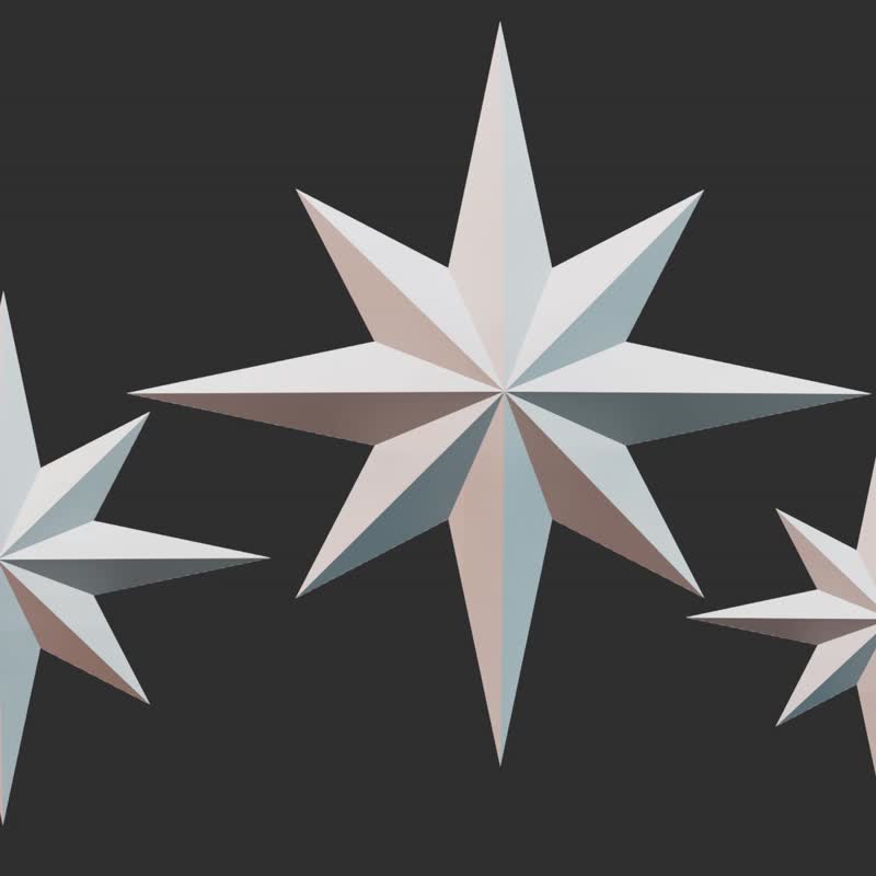 DIY Paper Hanging Star 3D Papercraft Printable PDF template 3 sizes - DIY Tutorials ＆ Reference Materials - Other Materials 