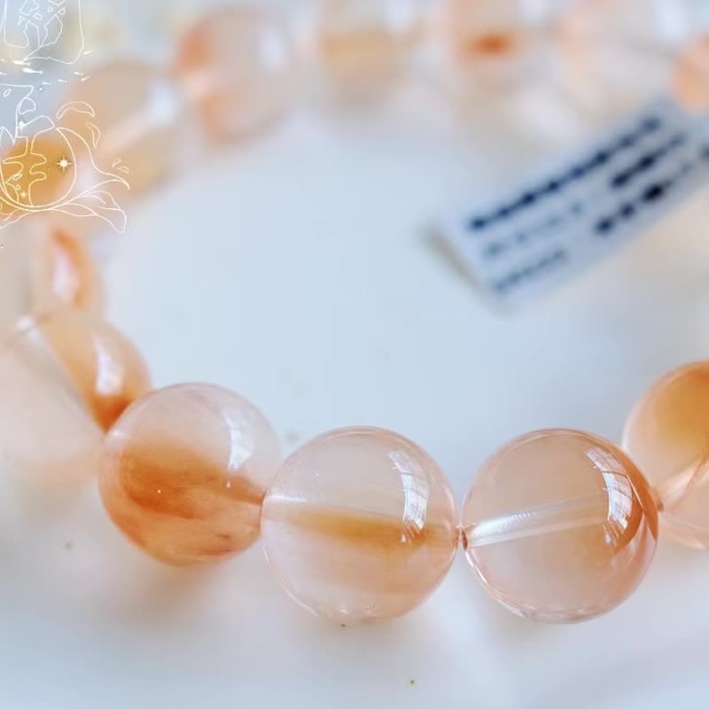 福祿壽多寶白水晶彩兔毛彩髮晶手串丨金錢靈氣能量丨彌雅原創設計 - 手鍊/手環 - 水晶 紅色