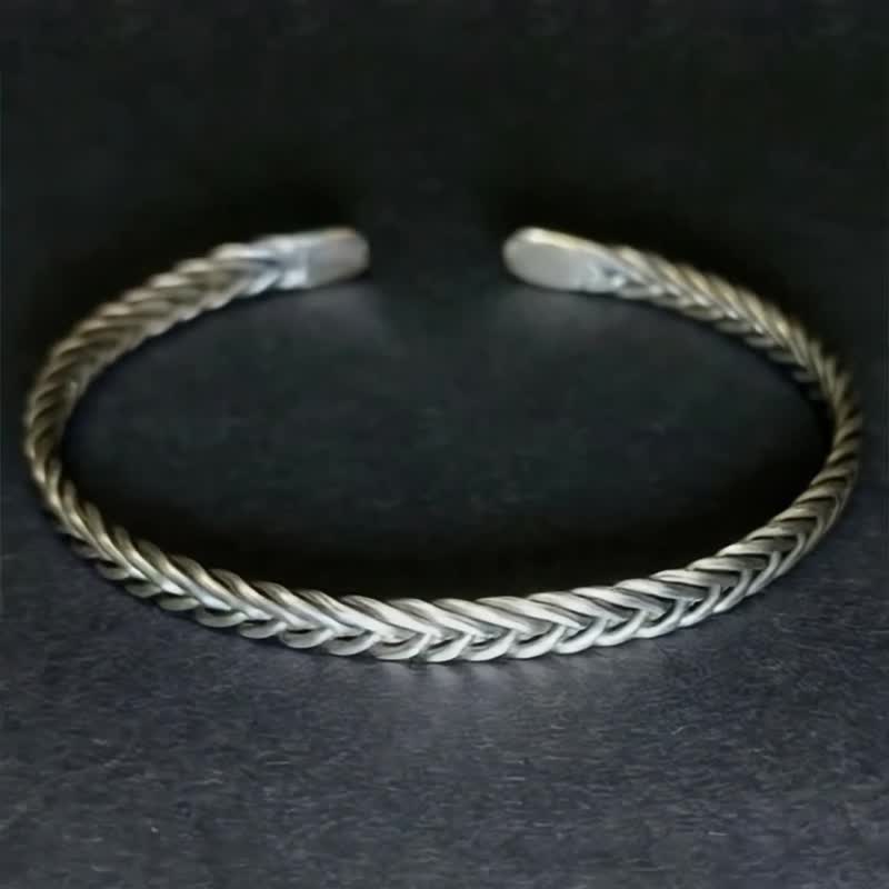 【Captain Flint手作銀飾】流光編影 999純銀編織手環 手鐲 - 手鍊/手環 - 純銀 銀色