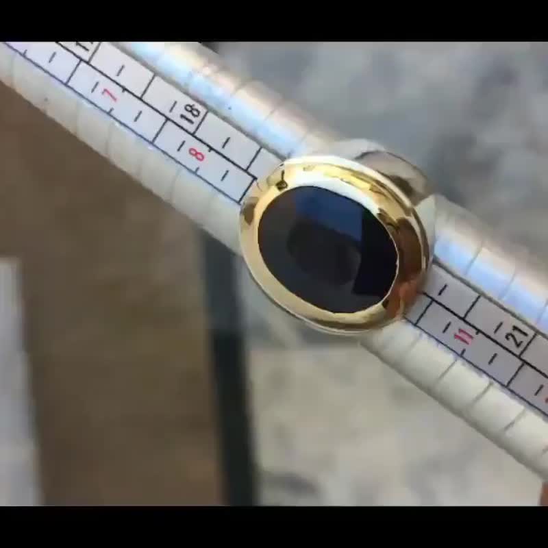 Men's Dark Blue Sapphire Kashmir Sapphire Ring 925 Sterling Silver Ring - 戒指 - 寶石 藍色