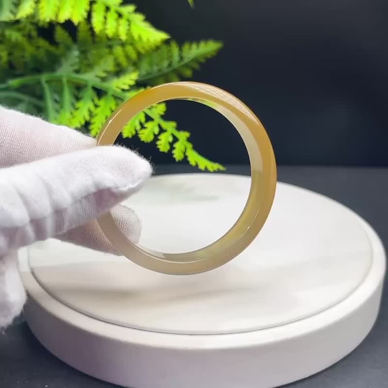 高品質 漸變香檳金瑪瑙手鐲 50MM 高冰玻璃體方條起剛 招財繁榮 - 手鍊/手環 - 半寶石 金色